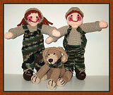 Jeremy & Julie Dolls in Camouflage Outfits and Buddy the Puppy