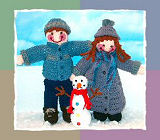 Jeremy & Julie Dolls in Snowy Day Outfits and Snowman