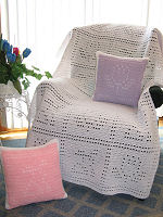 Crochet Easy Filet Spring Afghan & Pillows